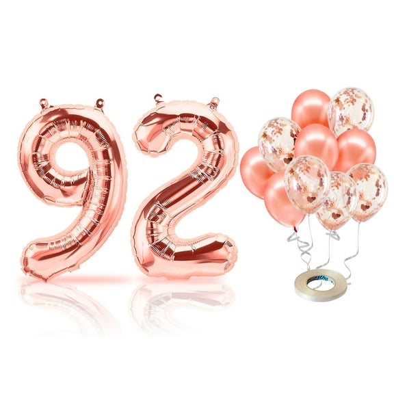 PARIS PRODUCTS - 92nd Birthday Rose Gold Balloons & Number 92 Mylar Balloon, 92nd Birthday Party Decor, 92nd Birthday Decorations for Woman, 92nd Birthday Decorations Woman