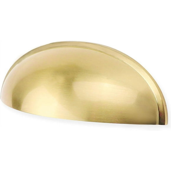 10 Pack Light Brass Trash Can Cup Pulls Light Brushed Gold Cabinet Pulls 3 Inch Center Hole Brushed Brass Gold Cup Drawer LS0313BB76