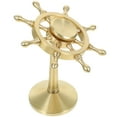 thumbnail image 6 of Raindrops Vintage Brass Rotatable Rudder Ornament, Mediterranean Style Desktop Decoration, Nautical Ship Wheel Model For Home Office Decor, Golden, 3.42x2.95x2.95 Inches, 6 of 7