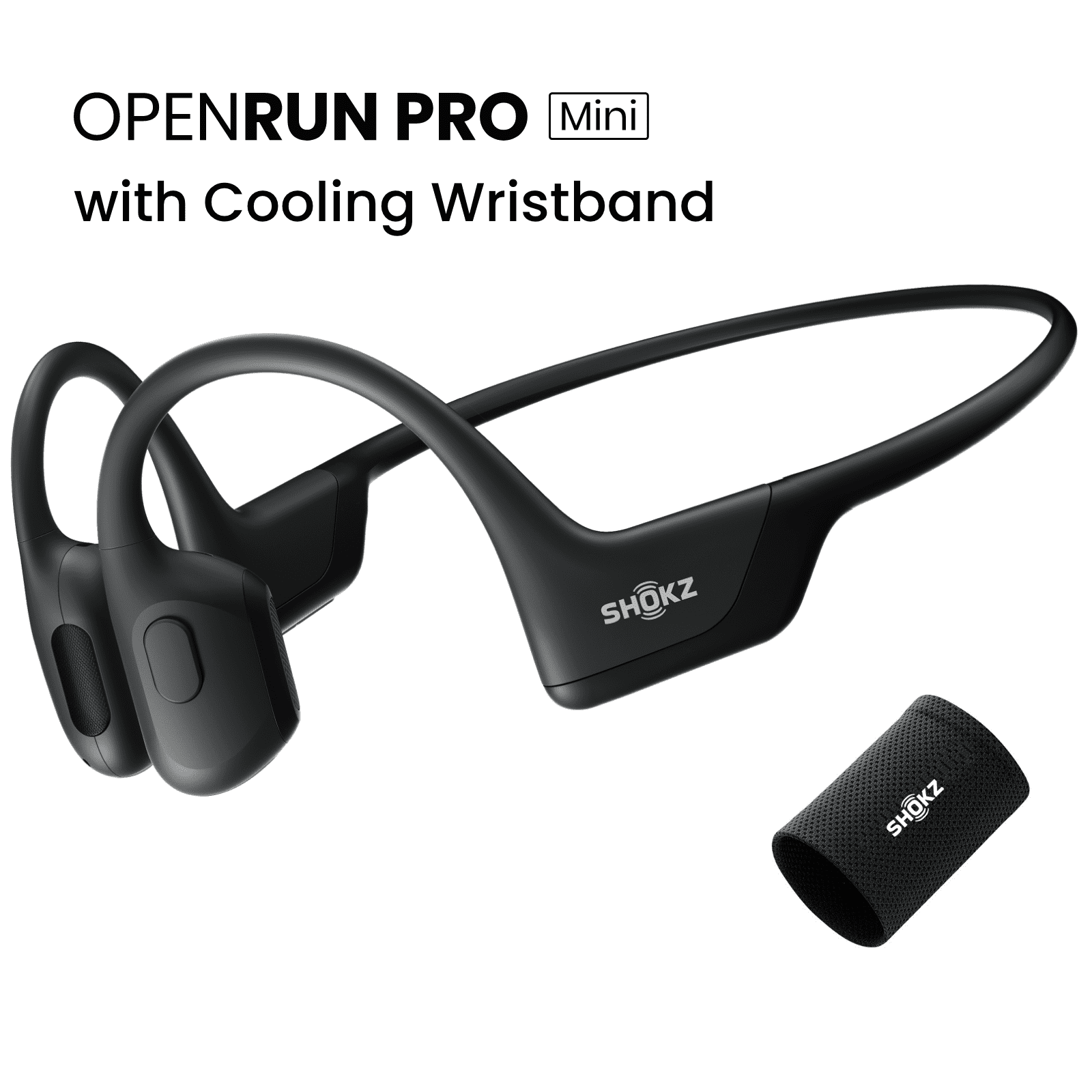 Shokz OpenRun Pro Mini Bone Conduction Open Ear Bluetooth Headphones for  Sports with Cooling Wristband (Black,Mini)