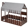 thumbnail image 6 of Aukfa Full Size House Bed with Fence and Tent for Kids, Wooden Montessori Bed with LED Lights & Storage Shelves for Toddler Boys and Girls Bedroom, Espresso, 6 of 8