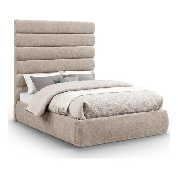 Meridian Furniture Adam Beige Chenille Fabric Full Bed