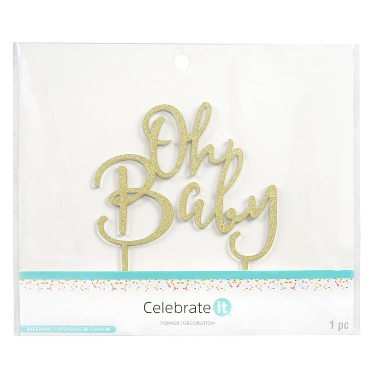 12 Pack: Gold Glitter Oh Baby Cake Topper by Celebrate It™