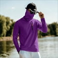 thumbnail image 5 of Havenx Mens UPF 50+ Fishing Shirts Long Sleeve Uv Protection Shirt with Zip Pockets Quick Dry Hooded Hoodie Shirt with Mask Outdoor Fishing Lightweight Casual Summer Blouses,Purple 2XL, 5 of 6