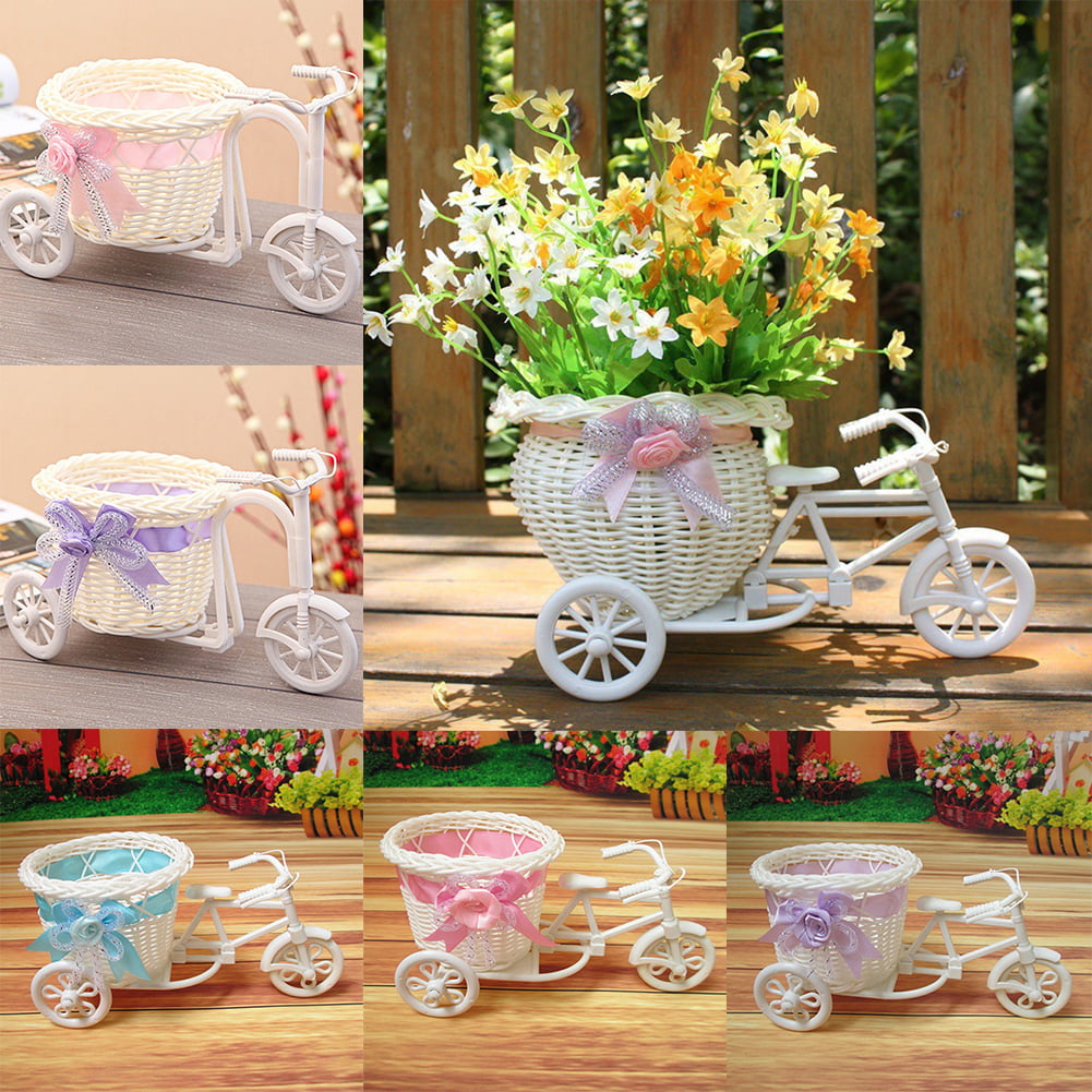Small Tricycle Bicycle Flower Basket Vase Storage Home Office Table Desk Decbc 