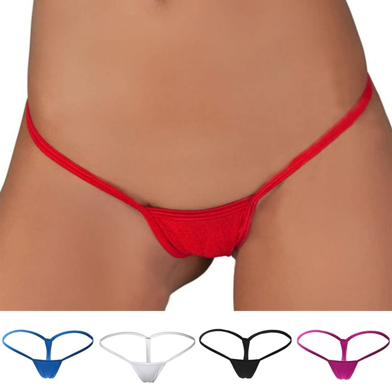 Thin Strap Women Thongs G Strings Plus Size Low Rise Tback Bikini Panties  Underwear Female Lingerie Solid Briefs Women P size L Color Red