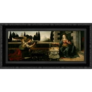 Annunciation 24x15 Black Ornate Wood Framed Canvas Art by Da Vinci, Leonardo