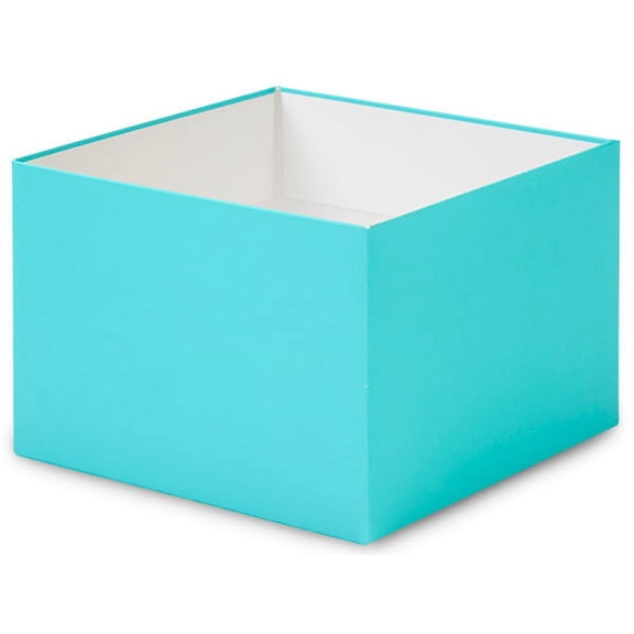 Pack of 25, Solid 6 x 6 x 4" Matte Turquoise Gift & Gourmet Box Bases to Use Food Safe Barrier Like Food Grade Tissue or Cello for Food Packagings(Lids Sold Separately)