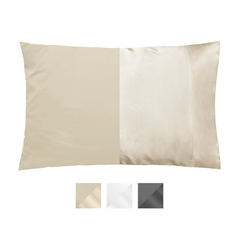 Discover Night LLC NIGHT Dual Sided Silk Pillowcase Reversible Mulberry Silk Eucalyptus Champagne Standard Walmart