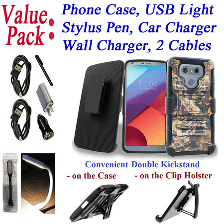 ~Value Pack~ for LG G6 LG G6 + PLUS Case Phone Case Belt Clip Holster Double 2 Kickstands Hybrid Shockproof Bumper Cover (Lg G6 Best Case)