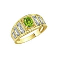 thumbnail image 3 of RYLOS Rings for Women 14K Yellow Gold Ring Classic Style 7X5MM Oval Gemstone &  Diamond Ring August Peridot Jewelry Size 10, 3 of 7