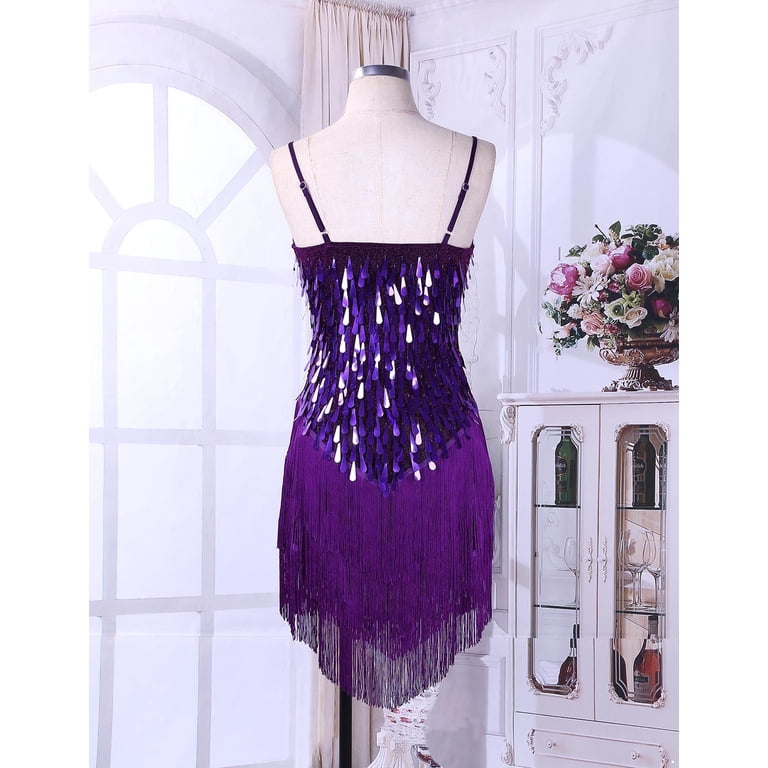 1920s purple flapper dress Nicholette Gatsby Dress