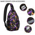thumbnail image 2 of Sling Backpack,Halloween Bat Moon Eye Pattern Sling Bag with Water Bottle Holder,Waterproof Sling Bag for Men/Women with Headphone Jack for Hiking,Travel, 2 of 6