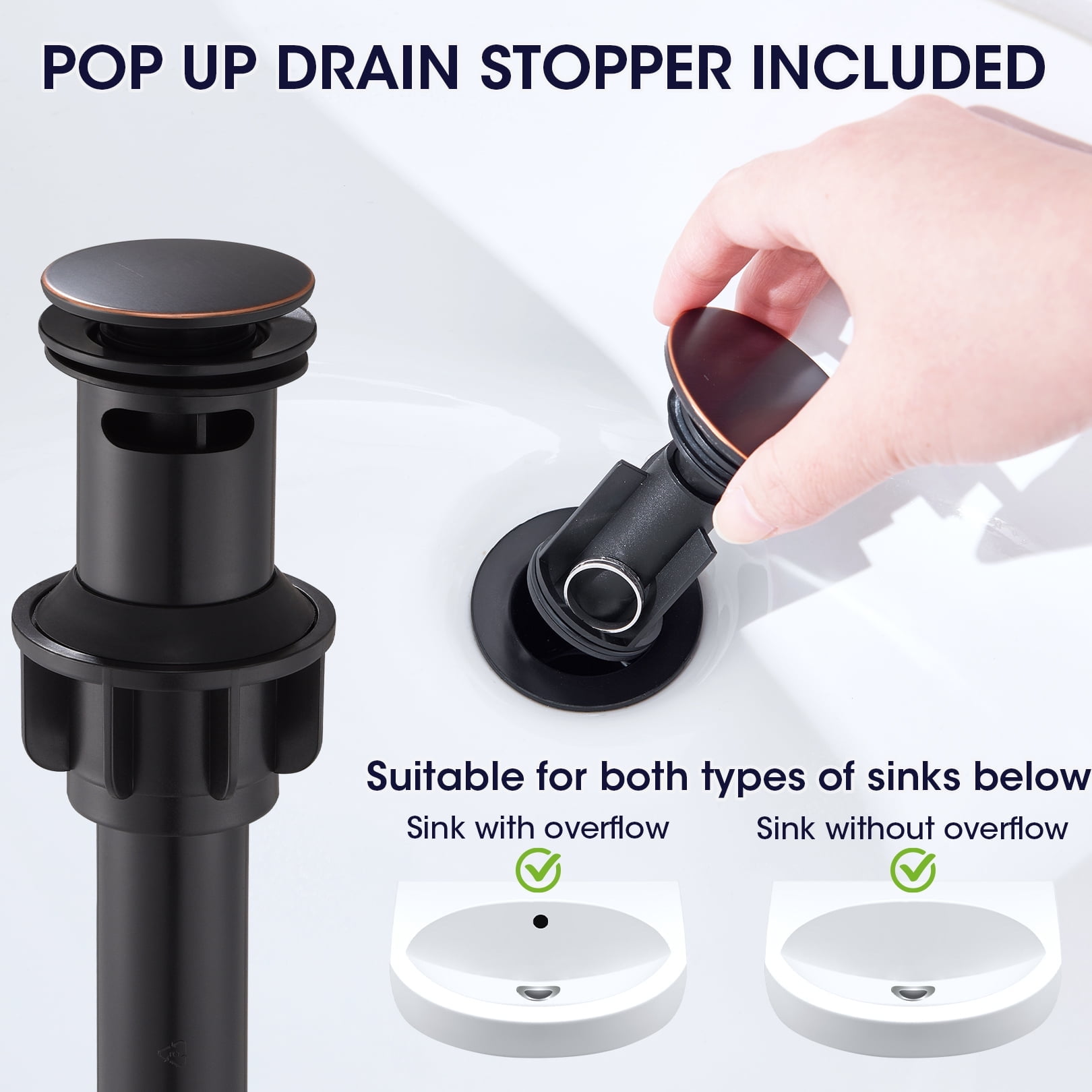 Wowkk Bathroom Sink Faucets Solid Brass Single Handle Bathroom Faucets with Deck Mount 1 Hole or 3 Hole and Supply Line, Straight Spout Vanity Faucet for RV Restroom Hotel, Oil Rubbed Bronze