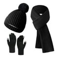 thumbnail image 2 of JMKQLZ Knitted Beanie Hat Scarf Gloves Set, Fleece Lined Winter Hat with Pom Pom, Long Knit Scarf Touchscreen Gloves for Cold Weather for Women Men, 2 of 3