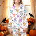 thumbnail image 2 of REDARER Kids Cartoon Skull Halloween 2 Piece Pajama Set Long Sleeve Button Down Sleep Outfit for Trick or Treat Holiday Nightwear,9-10 Years, 2 of 5