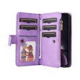 thumbnail image 2 of Multifunctional Case for iPhone XR,[RFID Blocking] 9 Credit Cards Holder with Wrist Strap, Premium PU Leather Zipper Wallet Purse Magnetic Flip Phone Cover For iPhone XR, Purple, 2 of 12