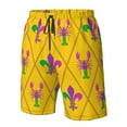 thumbnail image 5 of Disketp Men'S Swim Trunks Hawaiian Breathable Surf Beach Swimsuits Mesh Lining Beach Shorts With Pockets-Mardi Gras Crayfish And Fleur De Lis, 5 of 9