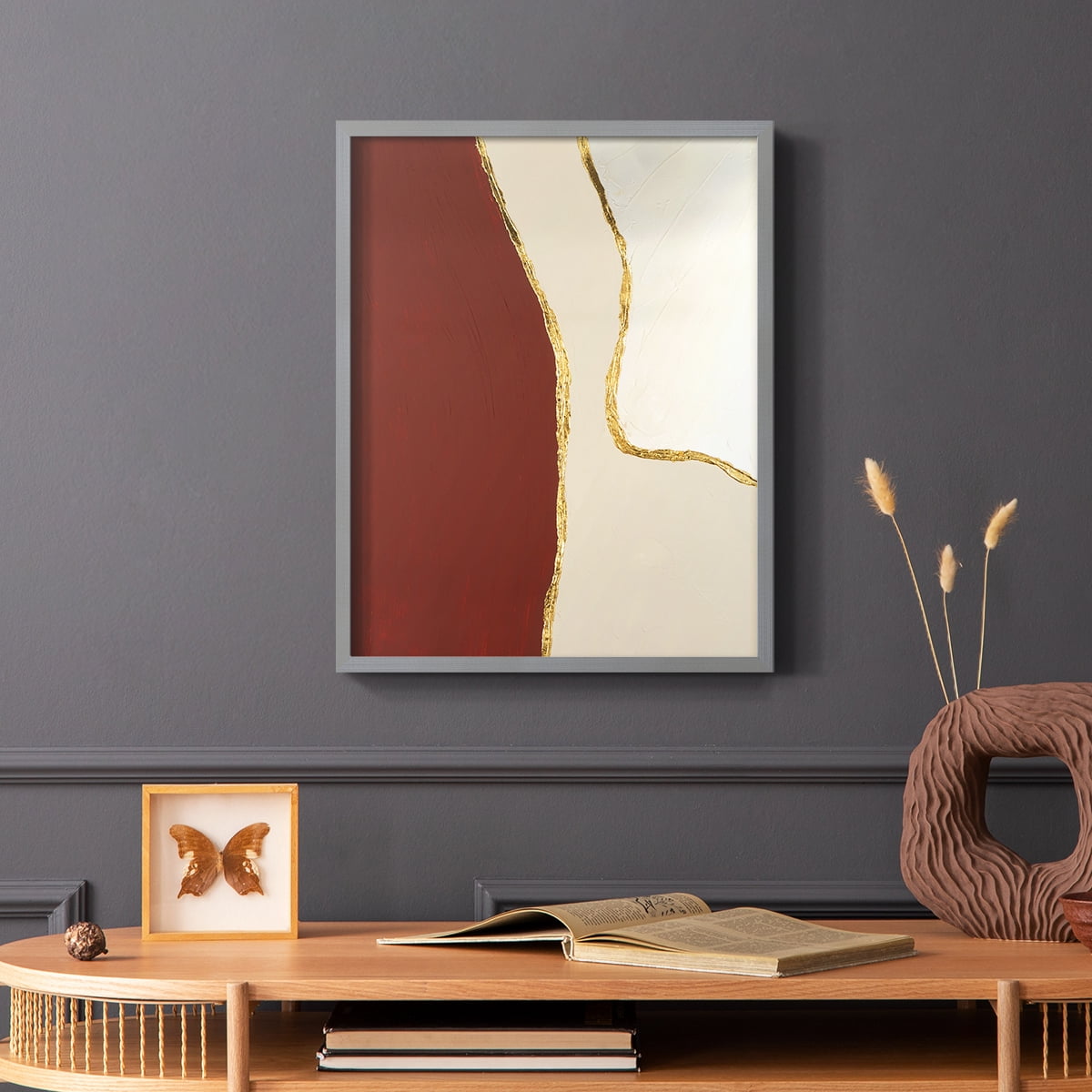Allspice I Framed Print in Gray Solid Wood Framed Print No Nail Hanging