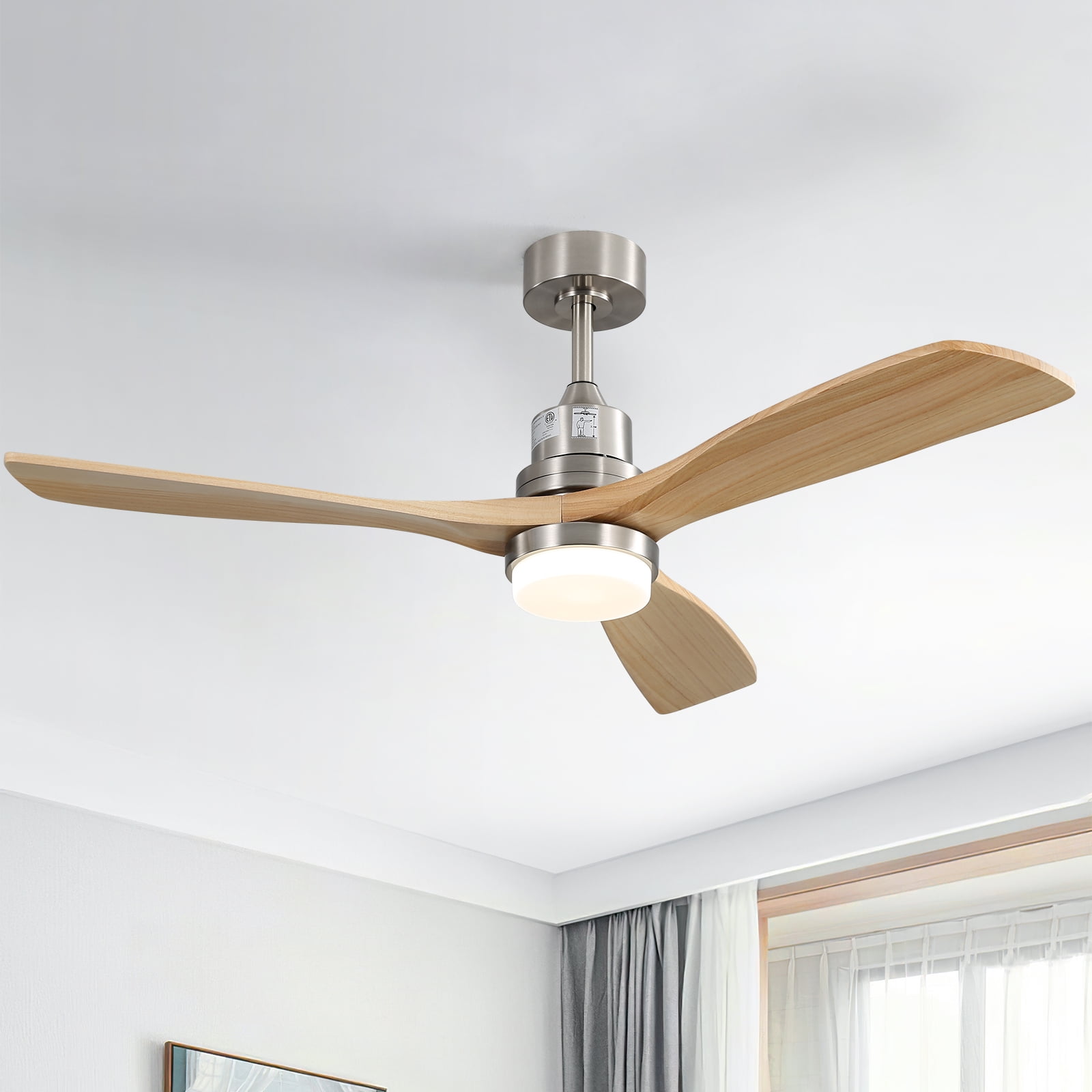 Sofucor Smart Ceiling Fan 52 In Indoor Outdoor With Light Remote - Reversible DC Motor Silver