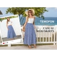 thumbnail image 7 of TEMOFON Womens Maxi Skirt Tiny Floral Casual Elastic Waist Ruffled Hem Ladies Summer A-Line Long Skirts, 7 of 7
