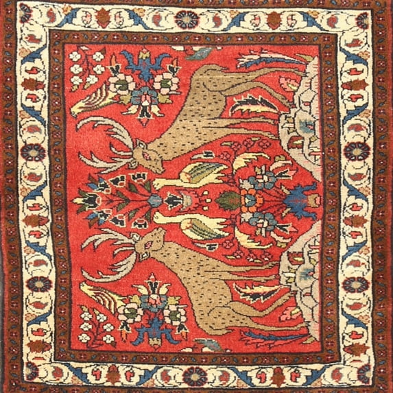Ahgly Company Indoor Square Traditional Light Copper Gold Animal Area Rugs, 4' Square