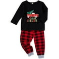 thumbnail image 4 of GRNSHTS Matching Family Pajamas Sets Christmas Matching Holiday Pjs Letter Print Top and Plaid Pants Sleepwear (Plaid-2/3T), 4 of 8