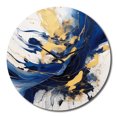 thumbnail image 2 of Designart "Strokes in Dark Blue and Gold V" Fractals Oversized Wall Clock, 2 of 6