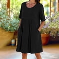 thumbnail image 2 of Sentmoon Robe en Lin pour Femmes avec Poches, Col Rond, Couleur Unie, Grande Taille, Robe d'Invitée de Mariage, Manches Courtes, Coupe Régulière, Essentiels de Plage pour Femmes, Robes d'Été pour Femmes pour le Travail et le Bureau L, 2 of 9