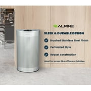 Alpine Half Round Trash Can Open Top - Modern 12 Gallon Trash Can Stainless Steel Space Saving Indoor Commercial Trash Can, Perfect for for Bathroom. Office, Lobby and Business.