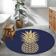 thumbnail image 3 of Round Rugs 4Ft, Pineapple Round Area Rug Washable Indoor Throw Carpet, Gold Yellow Navy Blue Tropical Fruit Summer Soft Non Slip Circle Rug for Kitchen Nursery Room Home Decor Aesthetic, 3 of 8
