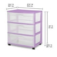 thumbnail image 3 of Sterilite Wide 3 Drawer Cart Lilac, 3 of 4