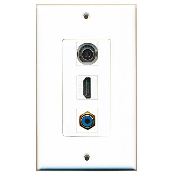 RiteAV - 1 Port HDMI 1 RCA Blue 1 3.5mm Wall Plate Decorative