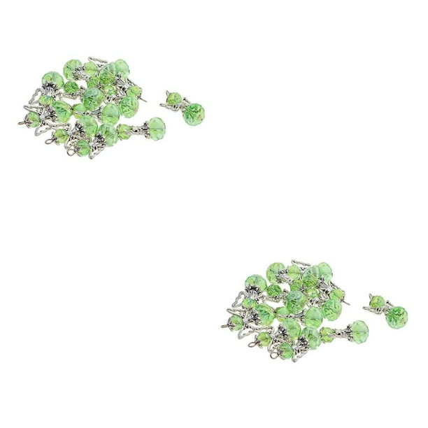 Qarigey 12 piezas de plata tibetana con forma de ala de ángel, abalorio colgante de cristal, color verde claro 2piezas verde claro