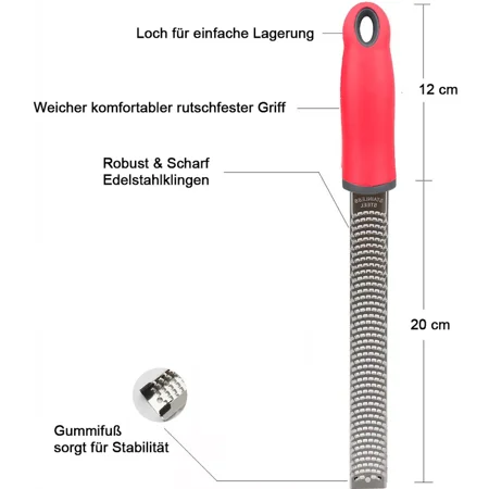 

Grater Cheese Grater - Parmesan Cheese Grater made of stainless steel with protective cover and silicone handle (red)