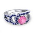 thumbnail image 3 of 2.50 Carat Wonderful Round Cut Pink Sapphire & Blue Sapphire Gemstone Anniversary Ring for Women Solid 18K White Gold Size 3 by Diamond-Capitals, 3 of 8