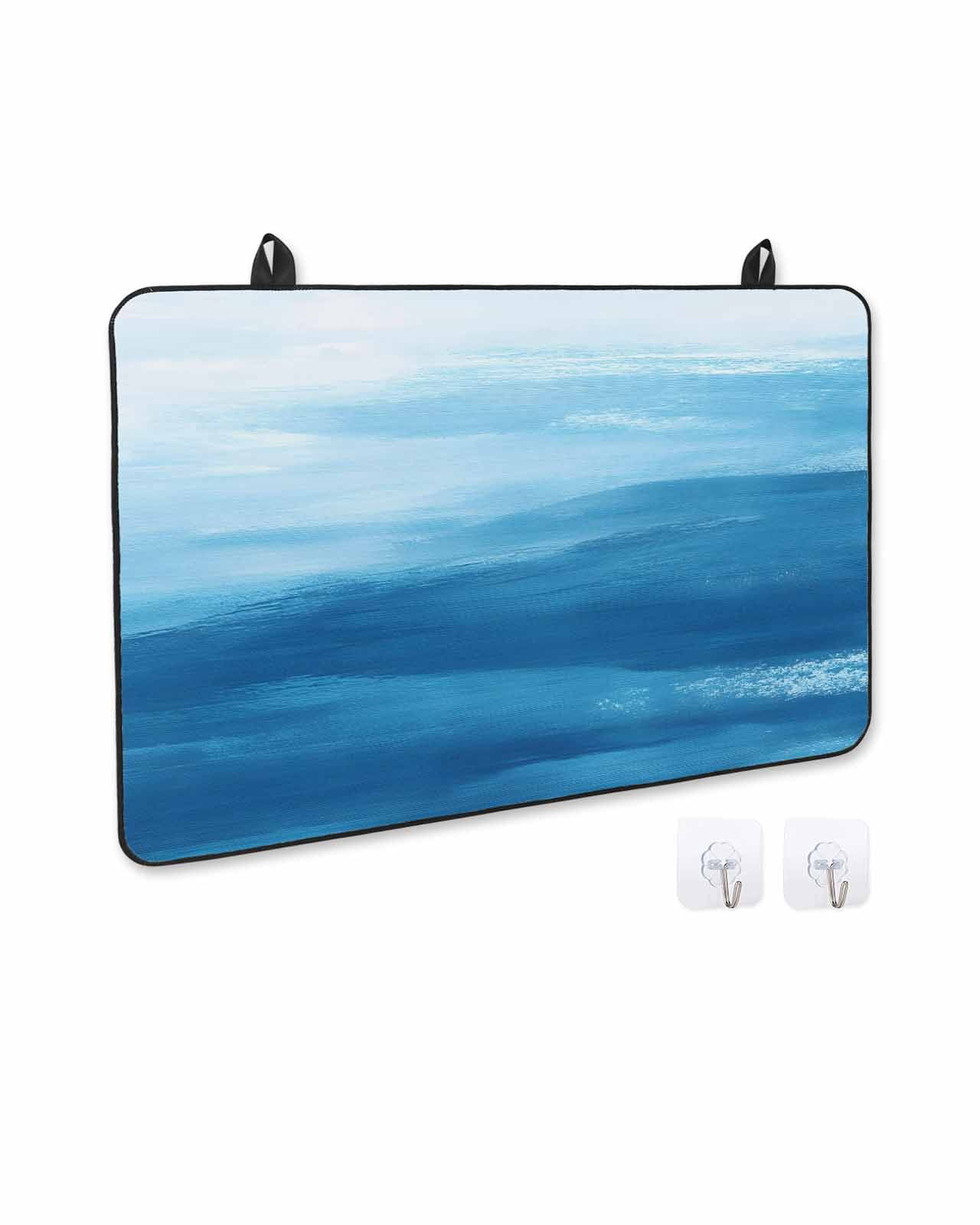 nqOlkjepod Large Induction Cooktop Protector Mat 36"x21", Coastal Sky Blue Stove Top Covers for Electric Stove, Summer Nautical Ocean Wave Decorative Stove Burner Cover Mats, Glass Top Stove Cover