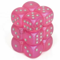 Chessex Borealis 16mm d6 Pink/Silver Luminary Dice Block (12 dice) (27784)
