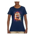 thumbnail image 2 of Tiger Growling Colorful Trippy Tie Dye Animal Lover Womens Graphic T-Shirt, Navy, 2XL, 2 of 3