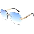thumbnail image 1 of Gafas de sol clásicas sin montura para mujer con montura de metal y corte de diamante, 1 of 5