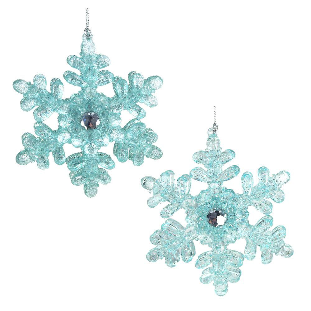 Acrylic Icy Snowflakes Christmas Ornaments, Blue, 4-Inch, 2-Piece ...