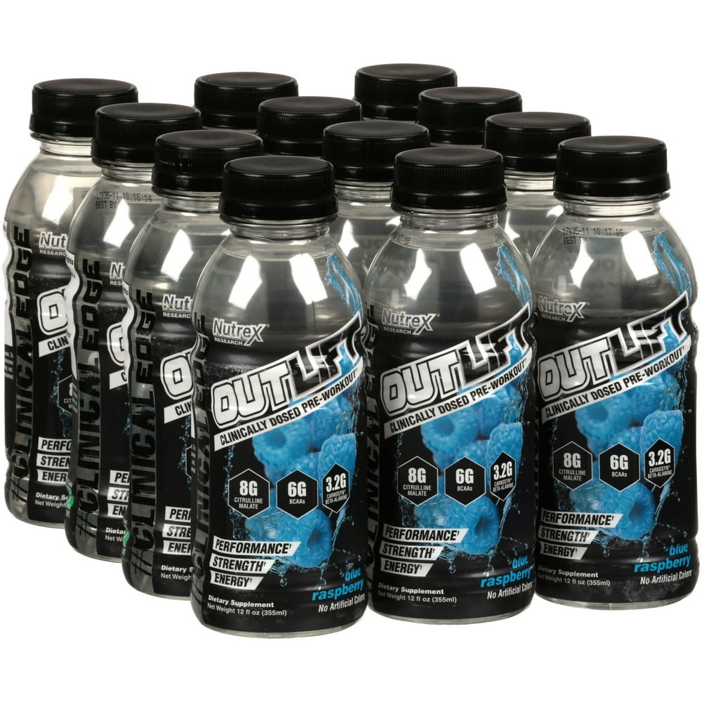 Nutrex Research Outlift Pre Workout Drink, Blue Raspberry, 12 Fl Oz, 12