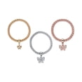 thumbnail image 2 of PalmBeach Jewelry Round Crystal Butterfly Charm Tri-Tone 3-Piece Stretch Bracelet Set in Rose Tone Goldtone and Silvertone 8", 2 of 4