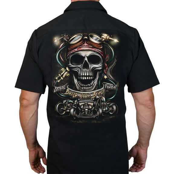 Lethal Threat Build Your Beast Shop Mens Button Up Short Sleeve Shirt Black XXL