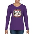 thumbnail image 1 of Baseball Mom Jaguar Print Sports Womens Graphic Long Sleeve T-Shirt, Purple, Small, 1 of 5