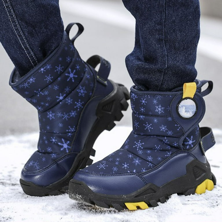 CAICJ98 Little Girl Snow Boots Winter Waterproof Slip Resistant Cold  Weather Winter Boots Boys Blue (Little Kid/Big Kid),3.5