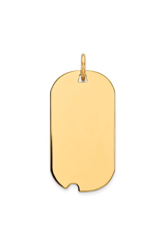 14k Yellow Gold Plain .011 Gauge Engravable Dog Tag w/Notch Disc Charm