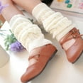 thumbnail image 3 of Women Knit Simple Solid Color Thermal Knee High Calf Slouch Socks Black, 3 of 4