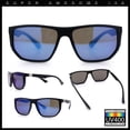 thumbnail image 2 of Polarized Mens Flat Top Sport Plastic Geometric Rectangle Sunglasses [Black - Blue Mirror], 2 of 7