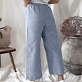 thumbnail image 2 of Las mujeres de pierna recta ancha pantalones de rayas de cintura elástica suelta ajuste cómodo pantalones casuales, 2 of 6